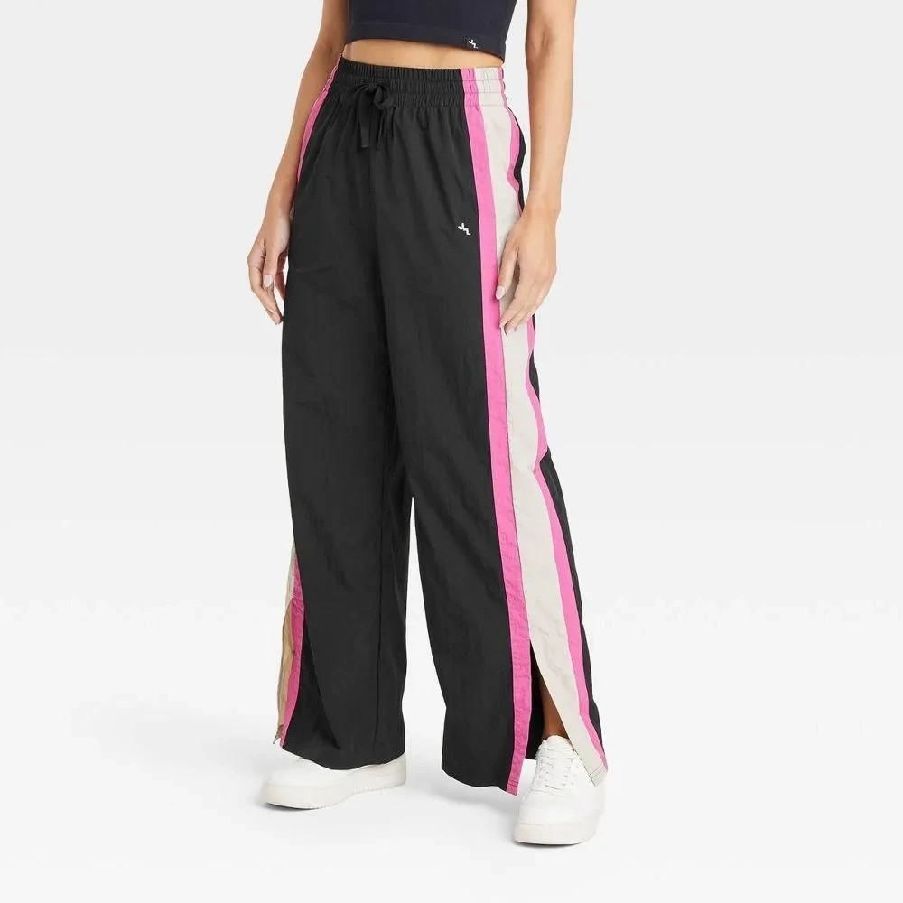 A-11 Women's Wide Leg‎ Pants - JoyLab Black with Pink Stripe Medium S
